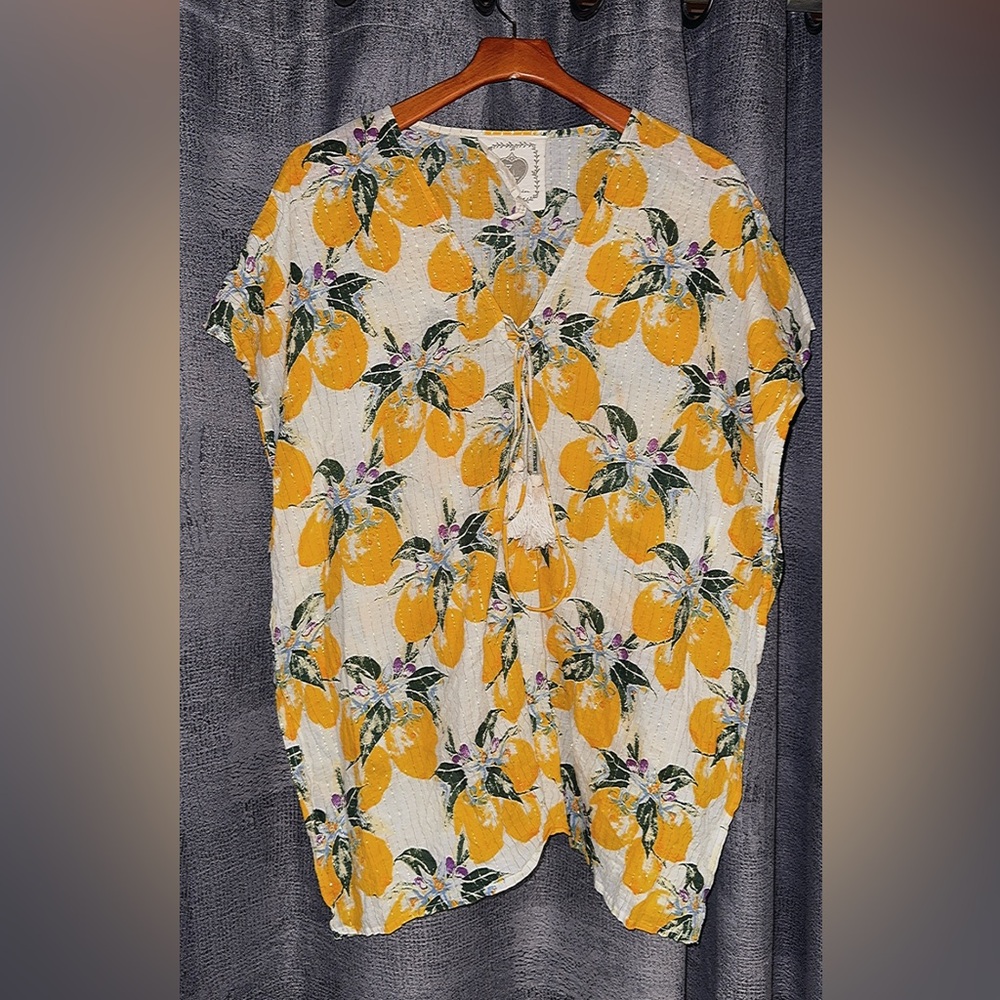 Z&L Lemon Print Tassel Kimono Top - Picture 6 of 8